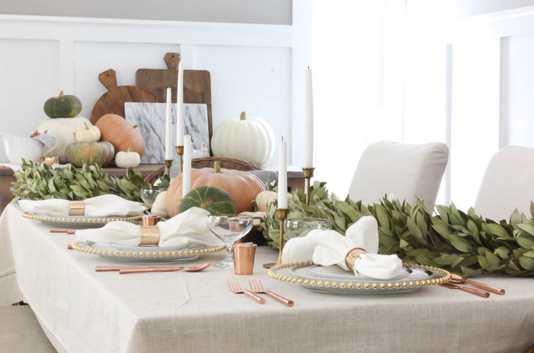 Thanksgiving Tablescape {with bay leaf garland} - Rooms For Rent blog