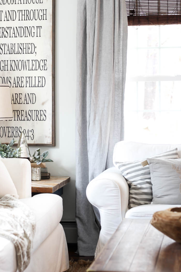 Light Gray Linen Curtains | Farmhouse Living Room Decor | Rooms FOR Rent Blog