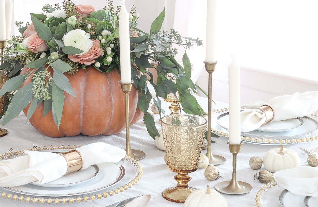 Pumpkin Centerpiece Thanksgiving Table - Rooms For Rent blog