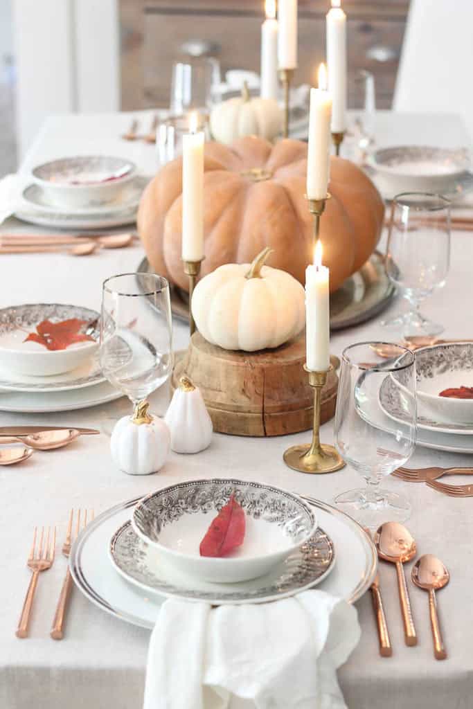 Pumpkins and Candlelight Centerpiece