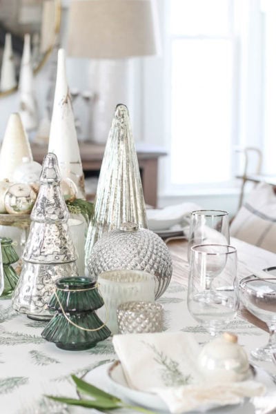 Green + White Christmas Tree Tablescape - Rooms For Rent blog