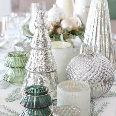 Green + White Christmas Tree Tablescape