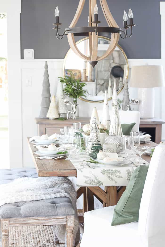 Green + White Christmas Tree Tablescape - Rooms For Rent blog