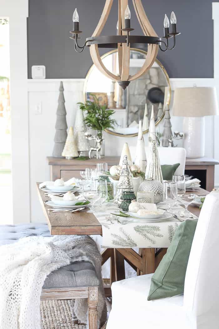 Green + White Christmas Tree Tablescape - Rooms For Rent blog