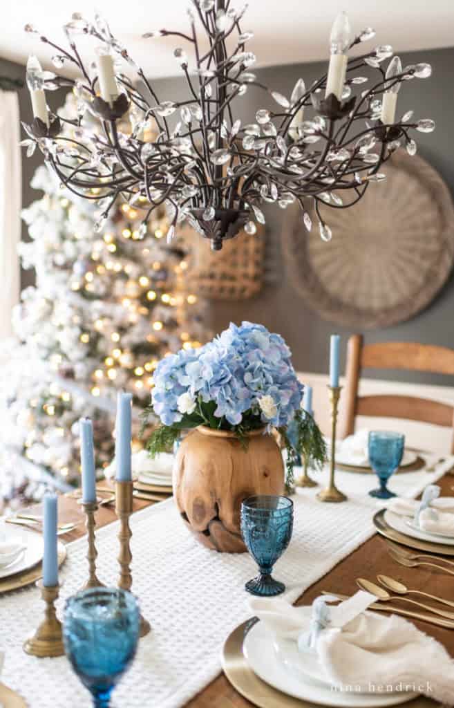 Simple Blue Christmas Kitchen Decor Ideas - Nina Hendrick Home