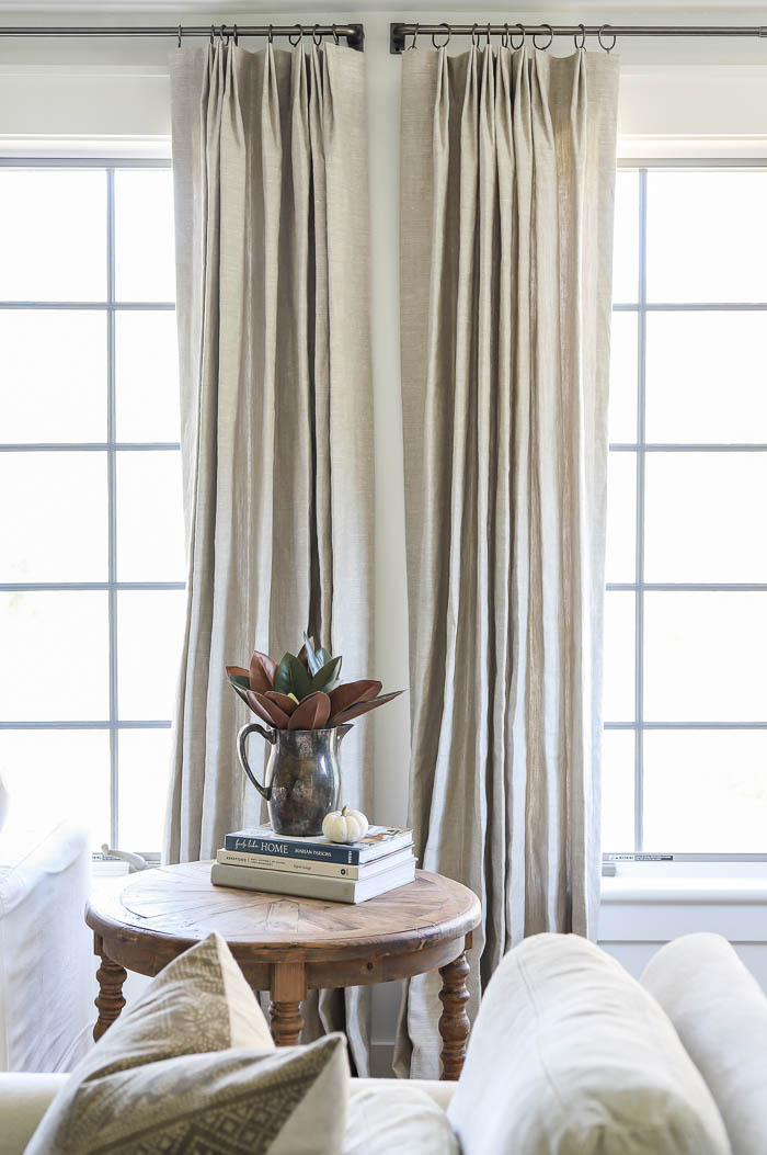 Linen Curtains Finished with Trim, Custom Curtains