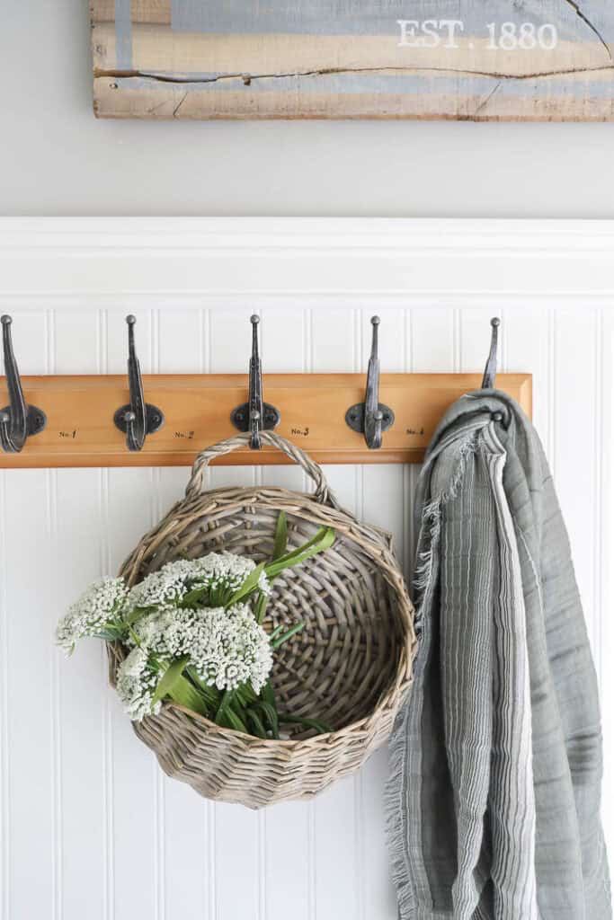 mudroom hooks with catch all basket